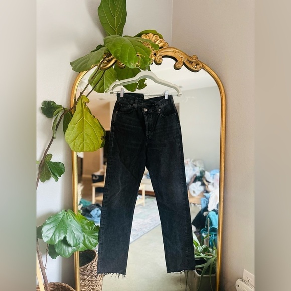 Agolde criss cross waist black jeans size 24 - Picture 2 of 2